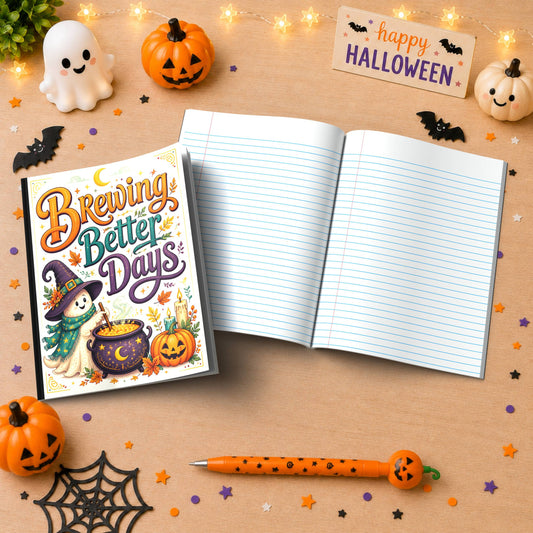 Brewing Better Days Halloween Themed Notebook