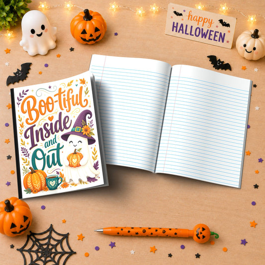 Shop our boo tiful inside and out composition notebook 2 featuring the Orange Lined style option from MySisterIsASurvivor.
