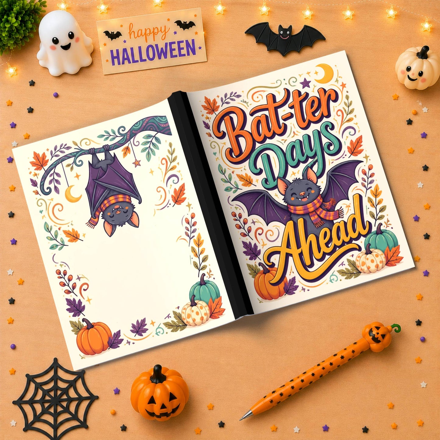 Bat-ter Days Ahead Halloween Composition Notebook - Cute Spooky Paperback Journal Gift