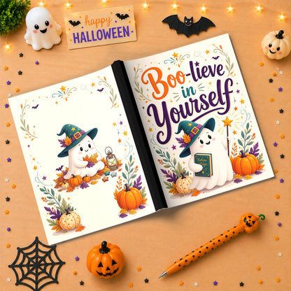Boo-lieve in Yourself Halloween Composition Notebook - Cute Witch Ghost Paperback Journal