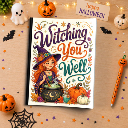 Witching You Well Halloween Composition Notebook - Cute Witch Paperback Journal