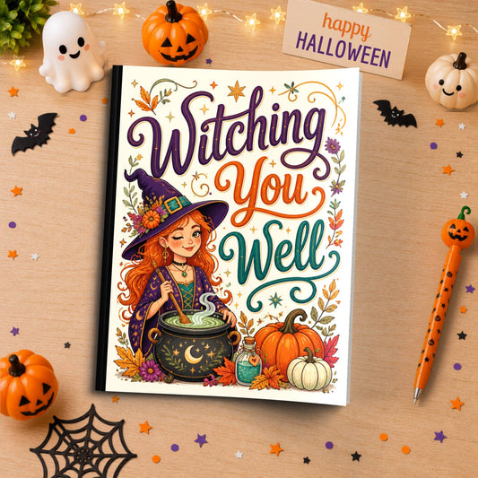Witching You Well Halloween Composition Notebook - Cute Witch Paperback Journal
