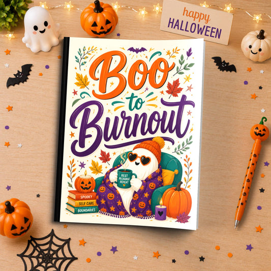 Boo to Burnout Halloween Composition Notebook - Cute Spooky Paperback Journal Gift