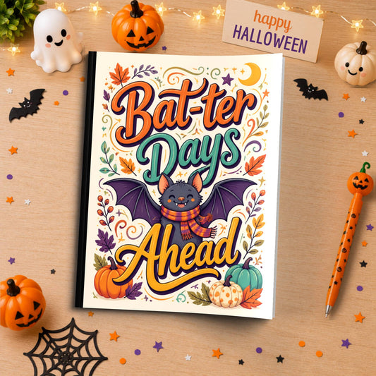 Bat-ter Days Ahead Halloween Composition Notebook - Cute Spooky Paperback Journal Gift