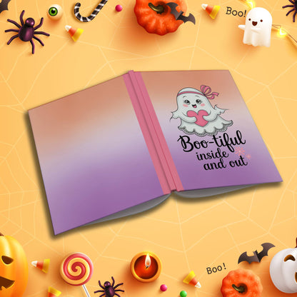 Boo-tiful Inside and Out soft cover composition notebook, wide ruled pumpkin design journal for school or journaling