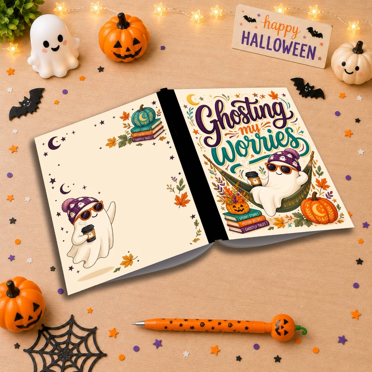 Ghosting My Worries Halloween Themed Notebook
