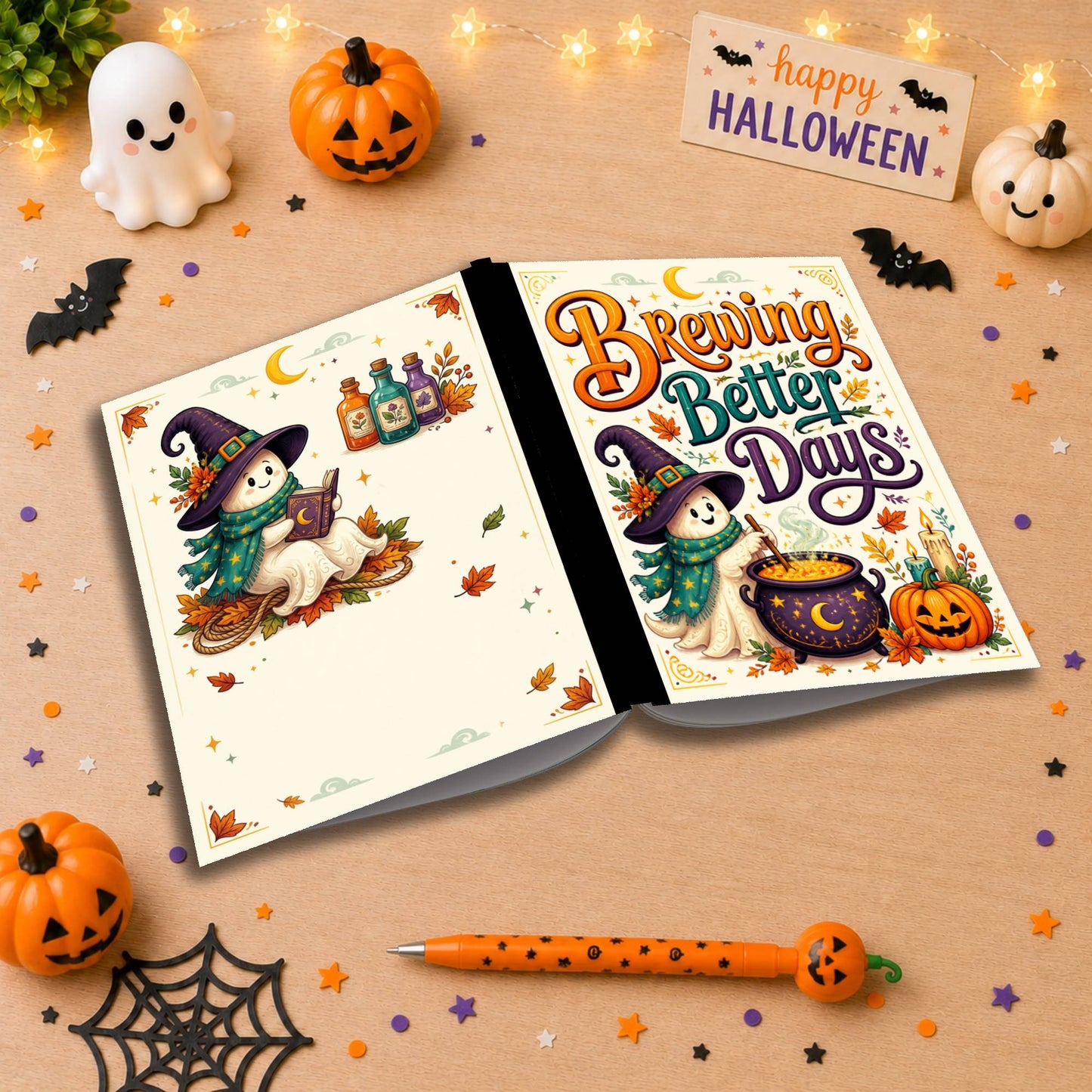 Brewing Better Days Halloween Themed Notebook
