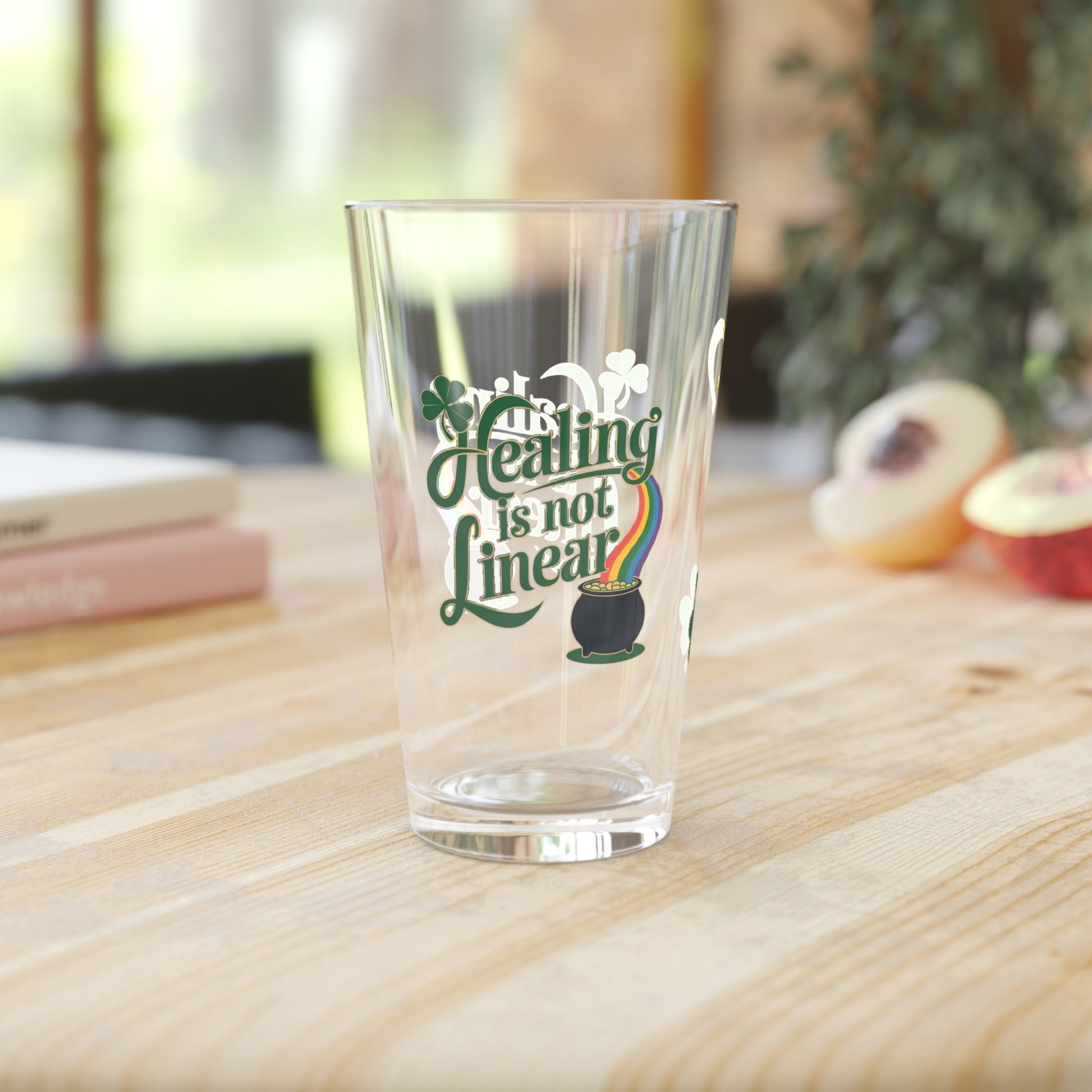 Healing Is Not Linear: Personalized St. Patrick's Day Pint Glass - Customizable Name for Happiness and Positivity