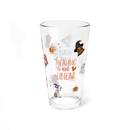 Healing is Not Linear, Halloween Pint Glass, 16oz - Perfect for Positive Sips & Fall Fun
