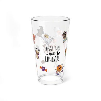 Healing is Not Linear, Halloween Pint Glass, 16oz - Perfect for Positive Sips & Fall Fun