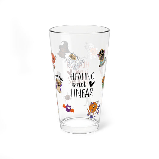 Healing is Not Linear, Halloween Pint Glass, 16oz - Perfect for Positive Sips & Fall Fun