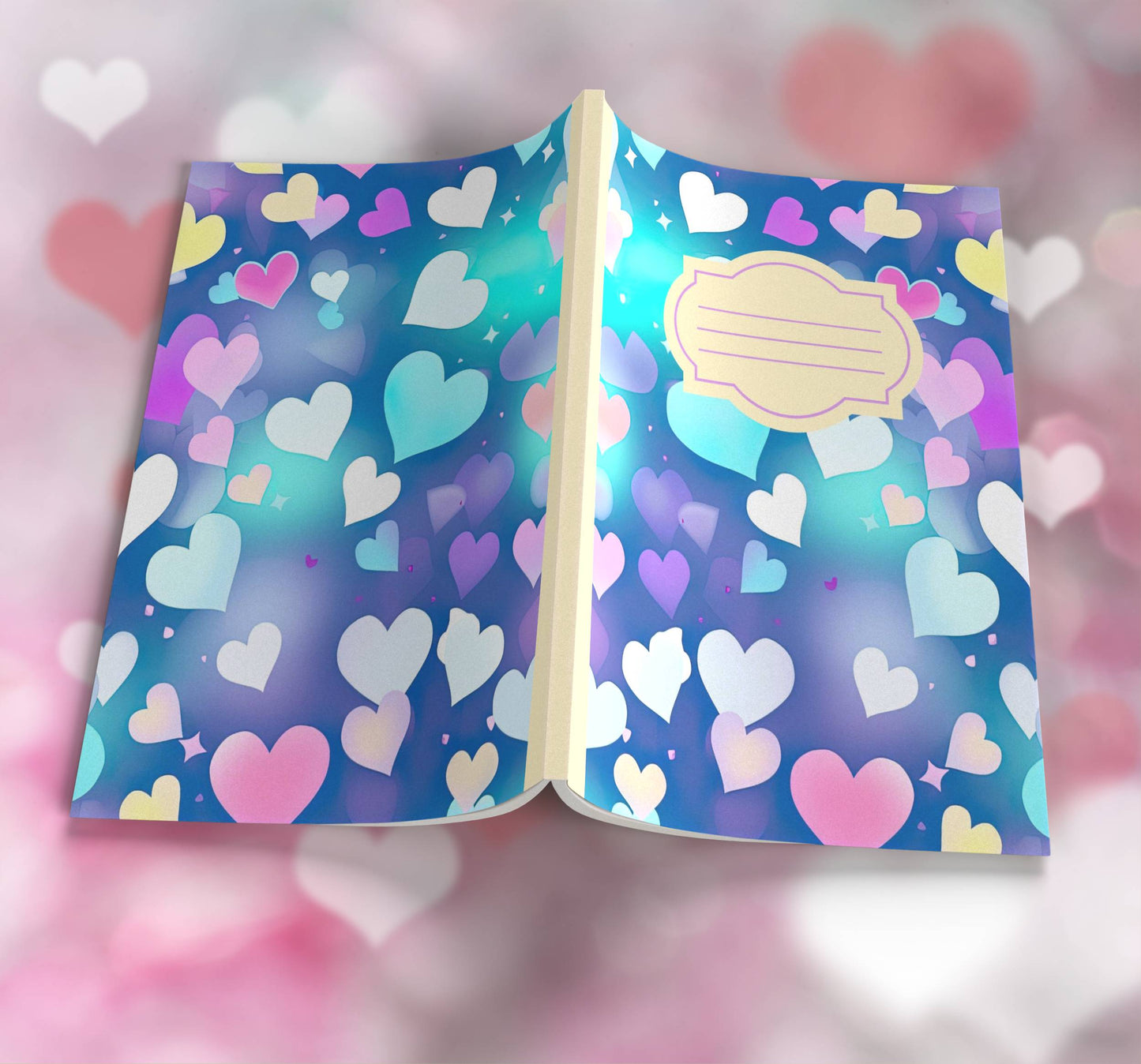 Heart-Themed Composition Notebook - 100 Pages, Wide-Ruled, 7 Line Color Options for Journaling & Mental Well-Being (H3)