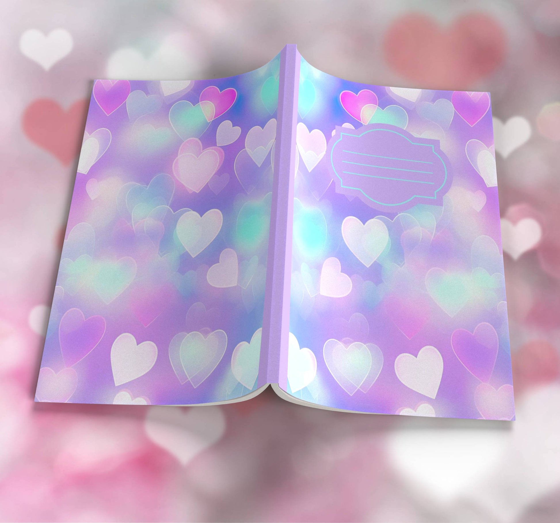 Heart-Themed Composition Notebook - 100 Pages, Wide-Ruled, 7 Line Color Options for Journaling & Mental Well-Being (H7)