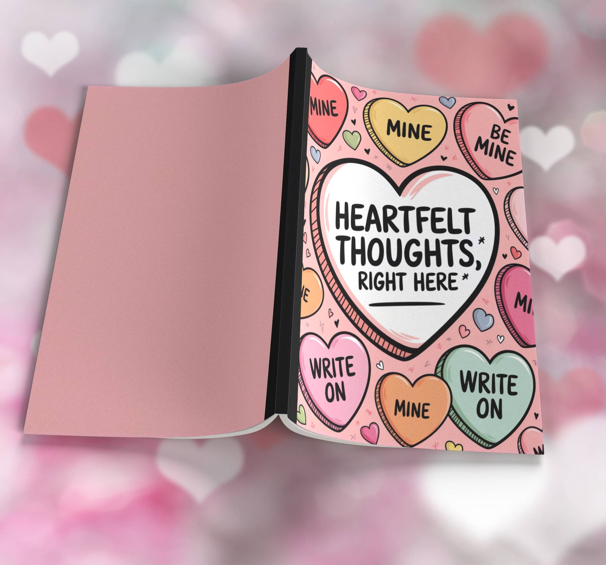 Heartfelt Thoughts Right Here Composition Notebook - 100 Pages, Wide-Ruled, 6 Line Color Options for Journaling & Mental Well-Being