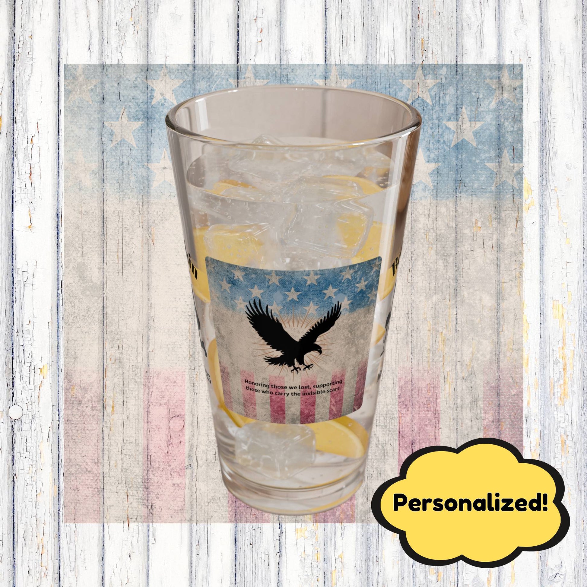 Personalized Memorial Day Pint Glass - "Honoring Those We Lost", PTSD Awareness Gift for Veterans & Memorial Days