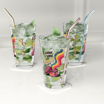 I Came. I Saw. I Had Anxiety So I Left: Personalized Valentine's Day Affirmation Pint Glass – Valentine's Day Self-Care Gift, Mindful Positivity Drinkware