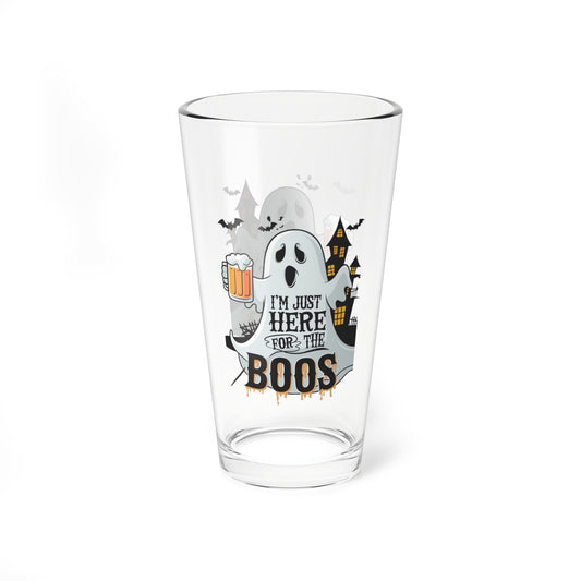 I'm Just Here For The Boos, Halloween Pint Glass, 16oz - Perfect Halloween Party Drinkware