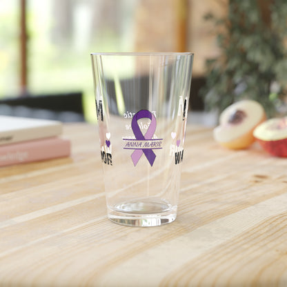 I am of a Warrior: Personalized Domestic Violence Awareness Warrior Pint Glass - Proud Family Member