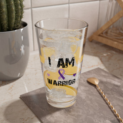 I am of a Warrior: Personalized Domestic Violence Awareness Warrior Pint Glass - Proud Family Member