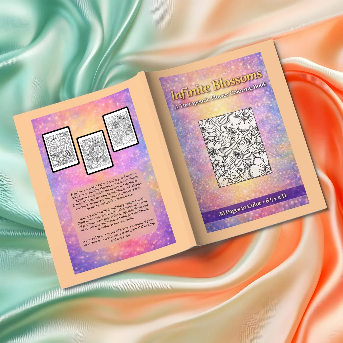 Shop our premium infinite blossoms a 25 page therapeutic flower coloring book from MySisterIsASurvivor.