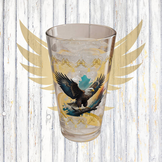 Inspirational Eagle Flight 16oz Eagle Pint Glass - Symbol of Strength, Resilience, and Mental Health Awareness