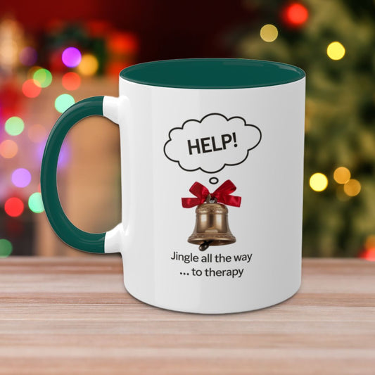 Jingle All The Way... To Therapy: Colorful Christmas Mugs, Funny Mental Health Mug, Anxiety Humor Coffee Cup, Holiday Self-Care Gift, Festive Stocking Stuffer