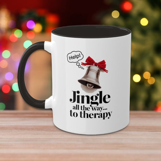 Jingle All The Way... To Therapy: Colorful Christmas Mugs, Funny Mental Health Mug, Anxiety Humor Coffee Cup, Holiday Self-Care Gift, Festive Stocking Stuffer