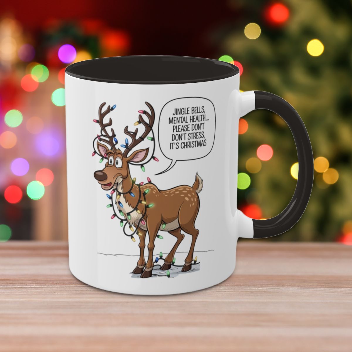 Jingle Bells, Mental Health... Please Don't Stress, It's Christmas: Colorful Christmas Mugs, Funny Mental Health Mug, Anxiety Humor Coffee Cup, Holiday Self-Care Gift, Festive Stocking Stuffer