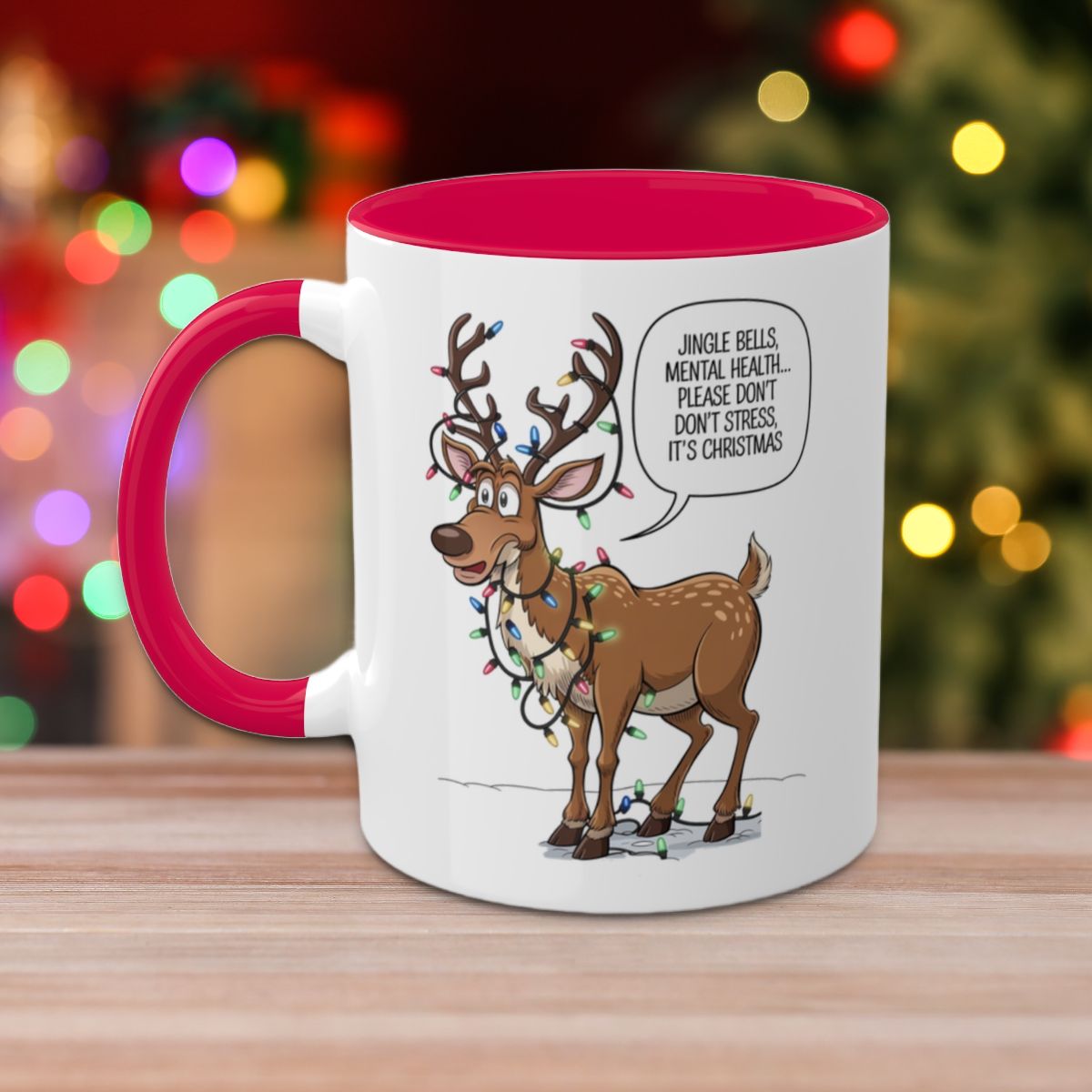 Jingle Bells, Mental Health... Please Don't Stress, It's Christmas: Colorful Christmas Mugs, Funny Mental Health Mug, Anxiety Humor Coffee Cup, Holiday Self-Care Gift, Festive Stocking Stuffer