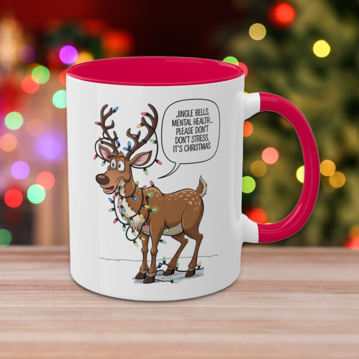 Jingle Bells, Mental Health... Please Don't Stress, It's Christmas: Colorful Christmas Mugs, Funny Mental Health Mug, Anxiety Humor Coffee Cup, Holiday Self-Care Gift, Festive Stocking Stuffer