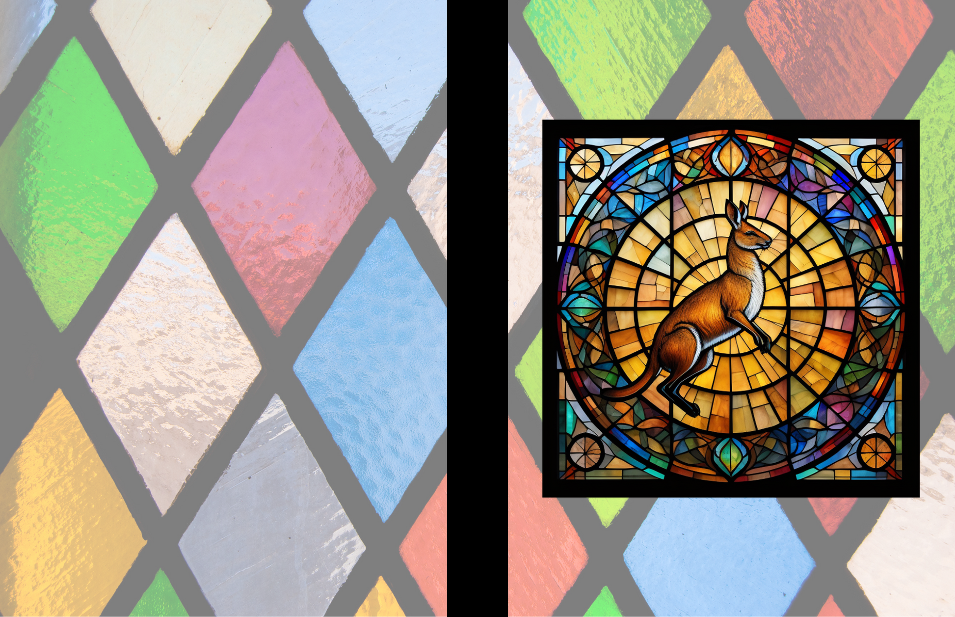 Kangaroo - Stained Glass Zoo Animals Composition Notebook