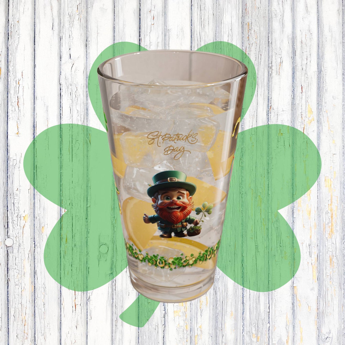 Leprechaun Glee: Mindful St. Patrick's Day 16oz Pint Glasses - Festive Design for Positivity & Wellness