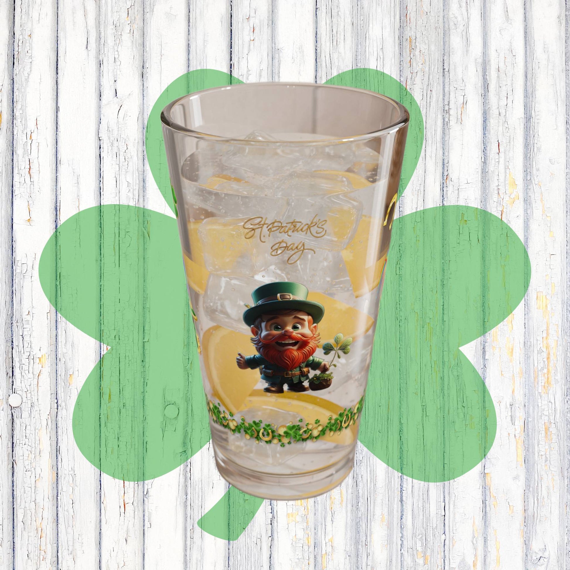 Leprechaun Glee: Mindful St. Patrick's Day 16oz Pint Glasses - Festive Design for Positivity & Wellness