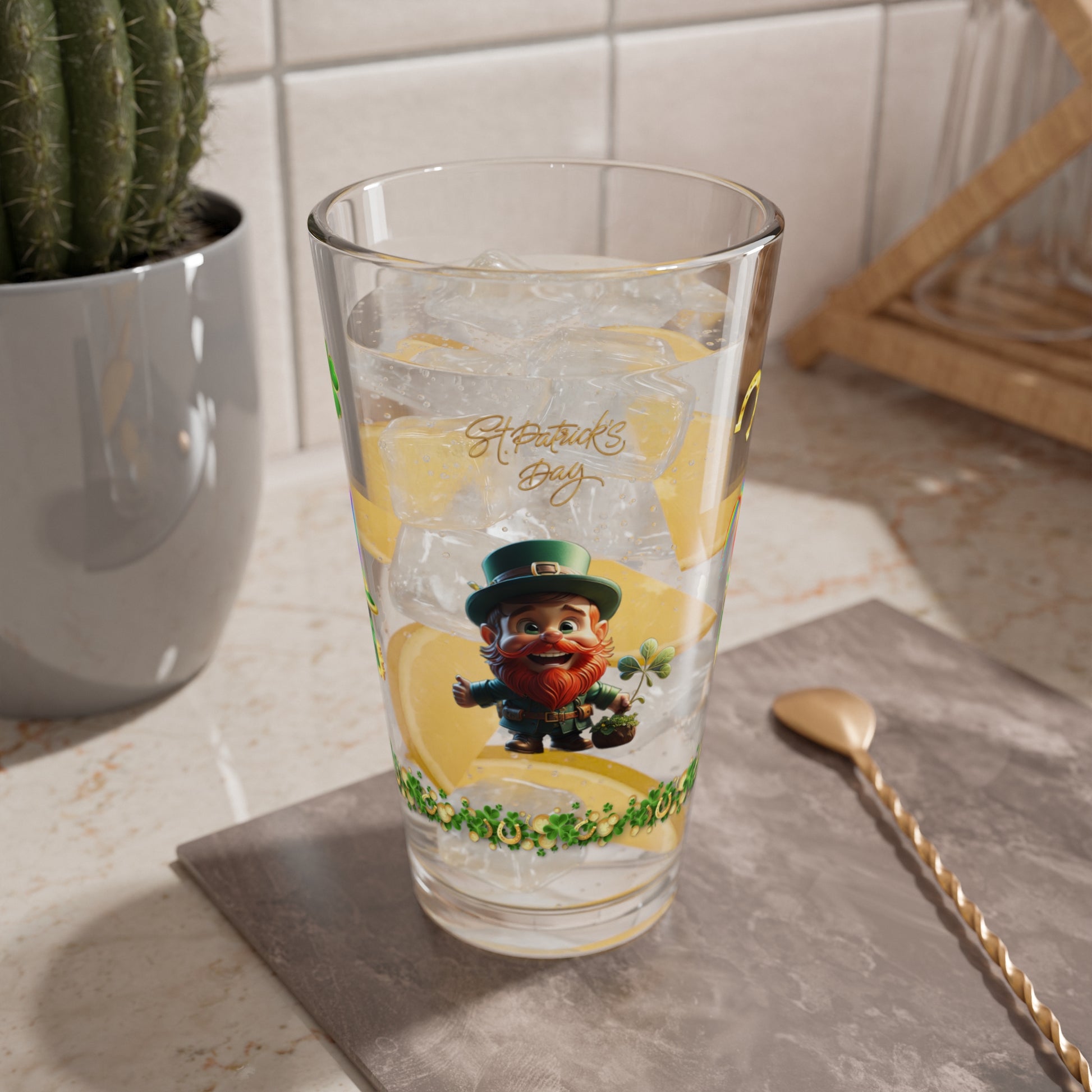 Leprechaun Glee: Mindful St. Patrick's Day 16oz Pint Glasses - Festive Design for Positivity & Wellness