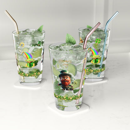 Leprechaun Glee: Mindful St. Patrick's Day 16oz Pint Glasses - Festive Design for Positivity & Wellness