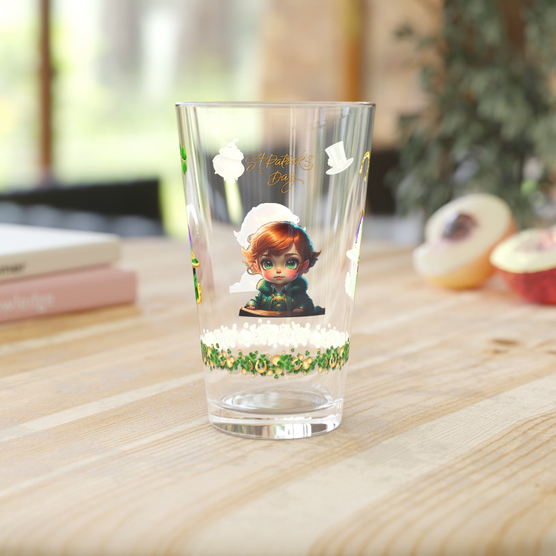 Leprechaun Labyrinth Logic: Mindful St. Patrick's Day 16oz Pint Glasses - Festive Design for Positivity & Wellness