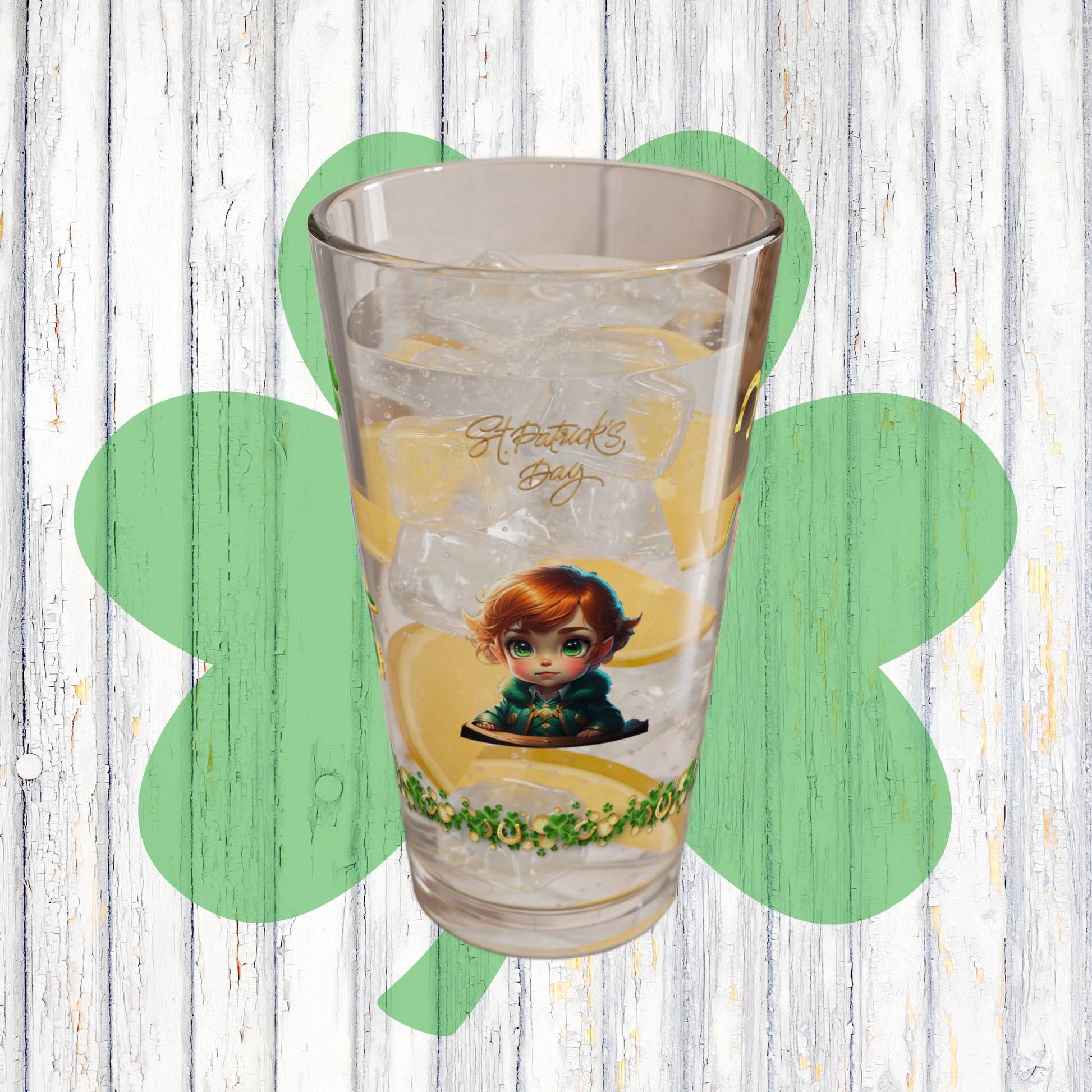 Leprechaun Labyrinth Logic: Mindful St. Patrick's Day 16oz Pint Glasses - Festive Design for Positivity & Wellness