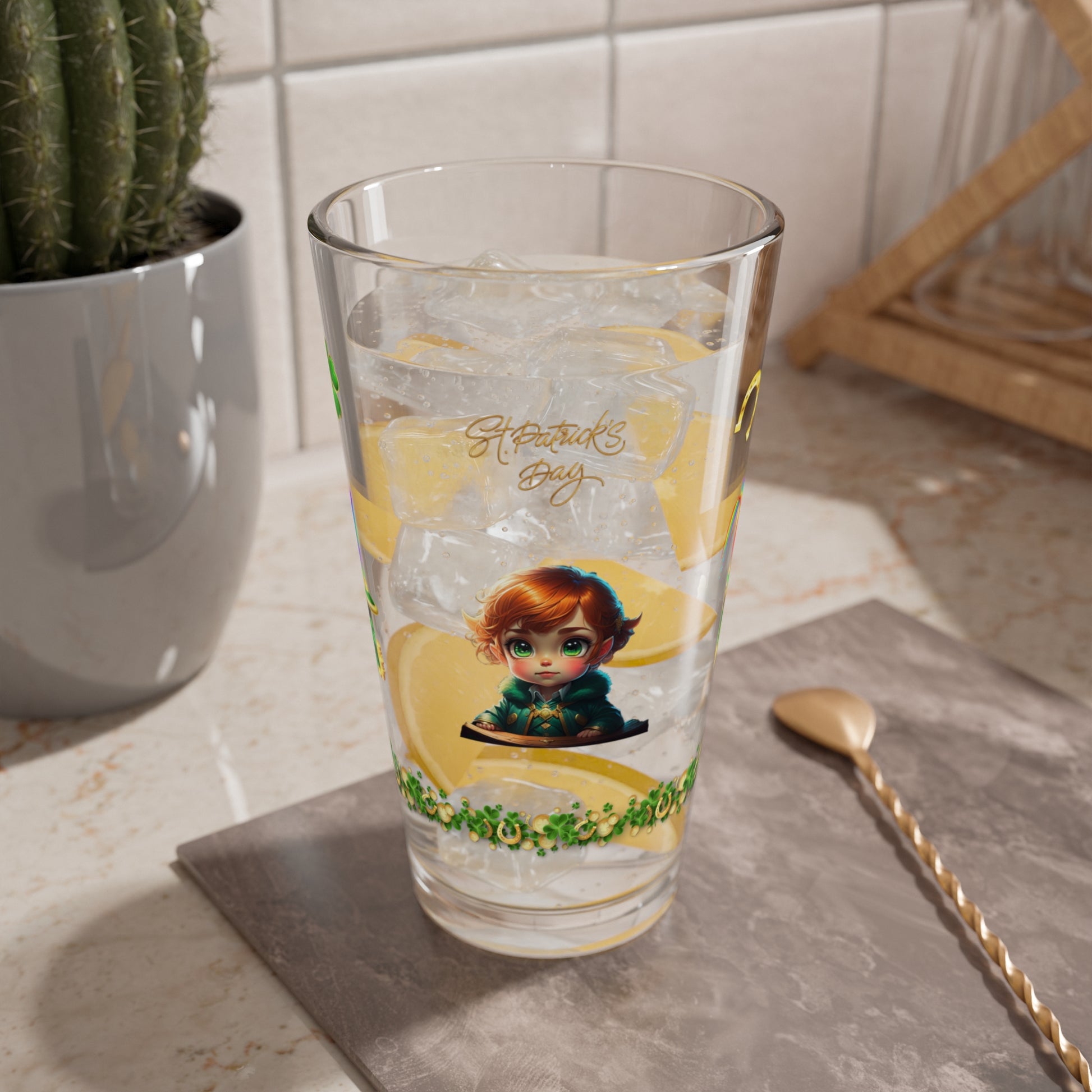 Leprechaun Labyrinth Logic: Mindful St. Patrick's Day 16oz Pint Glasses - Festive Design for Positivity & Wellness