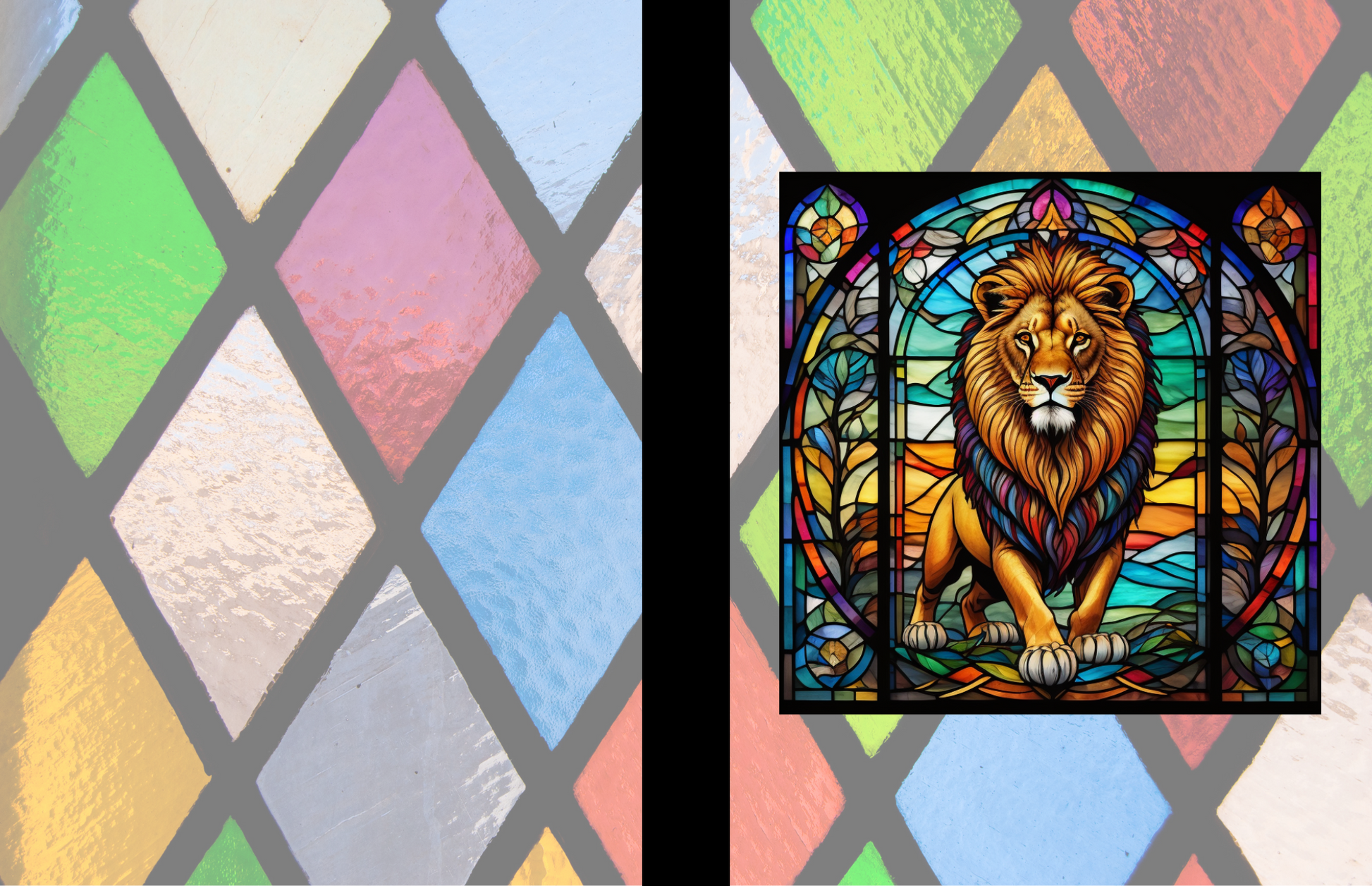 Lion - Stained Glass Zoo Animals Composition Notebook
