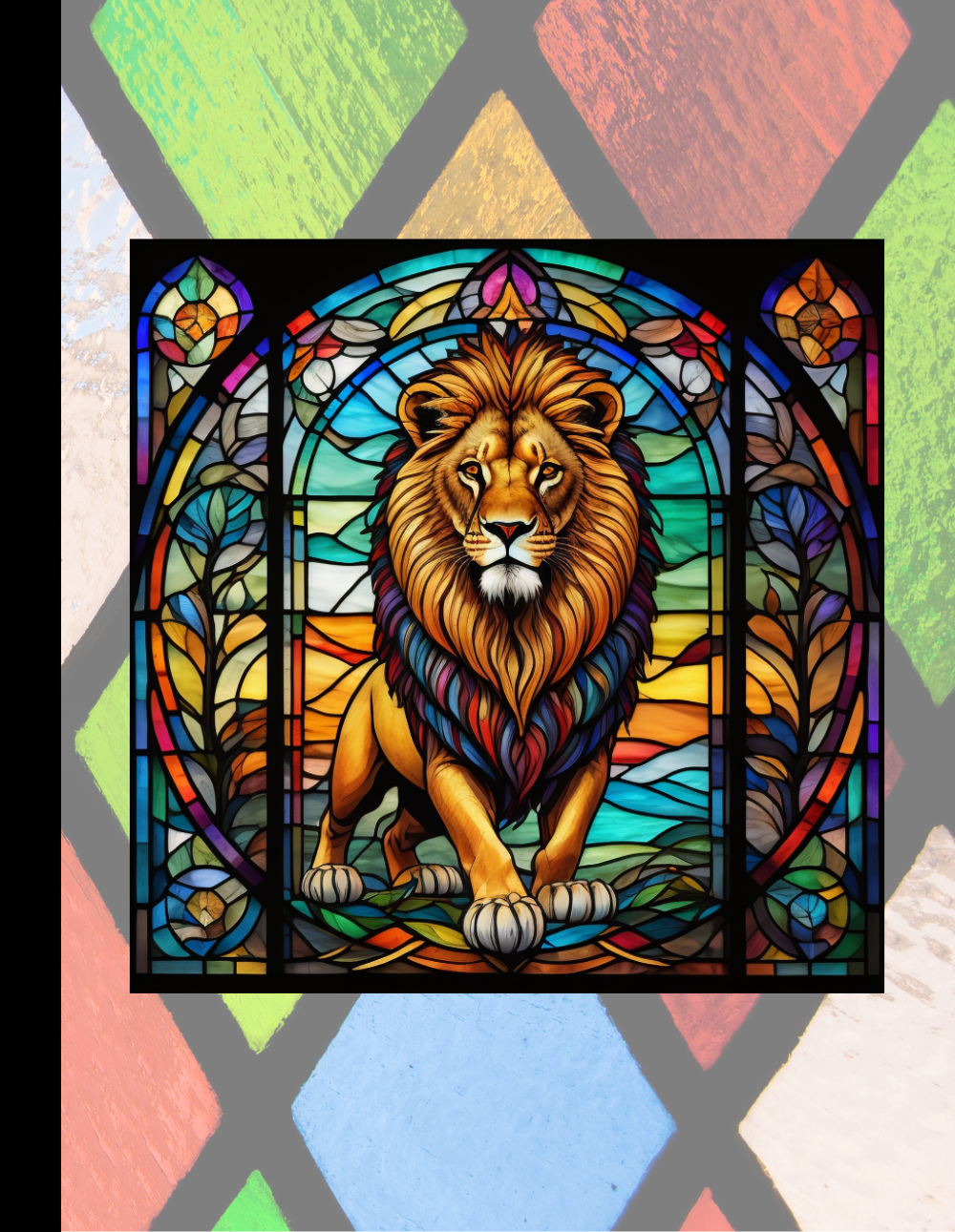 Lion - Stained Glass Zoo Animals Composition Notebook