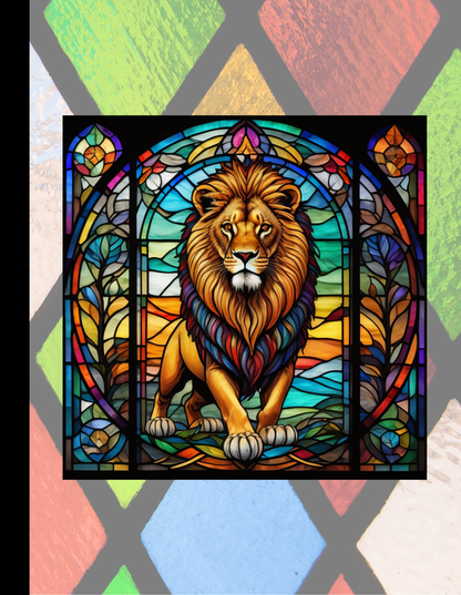 Lion - Stained Glass Zoo Animals Composition Notebook