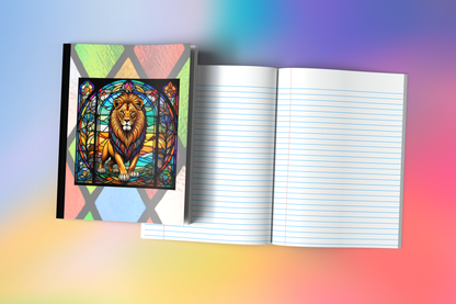 Lion - Stained Glass Zoo Animals Composition Notebook