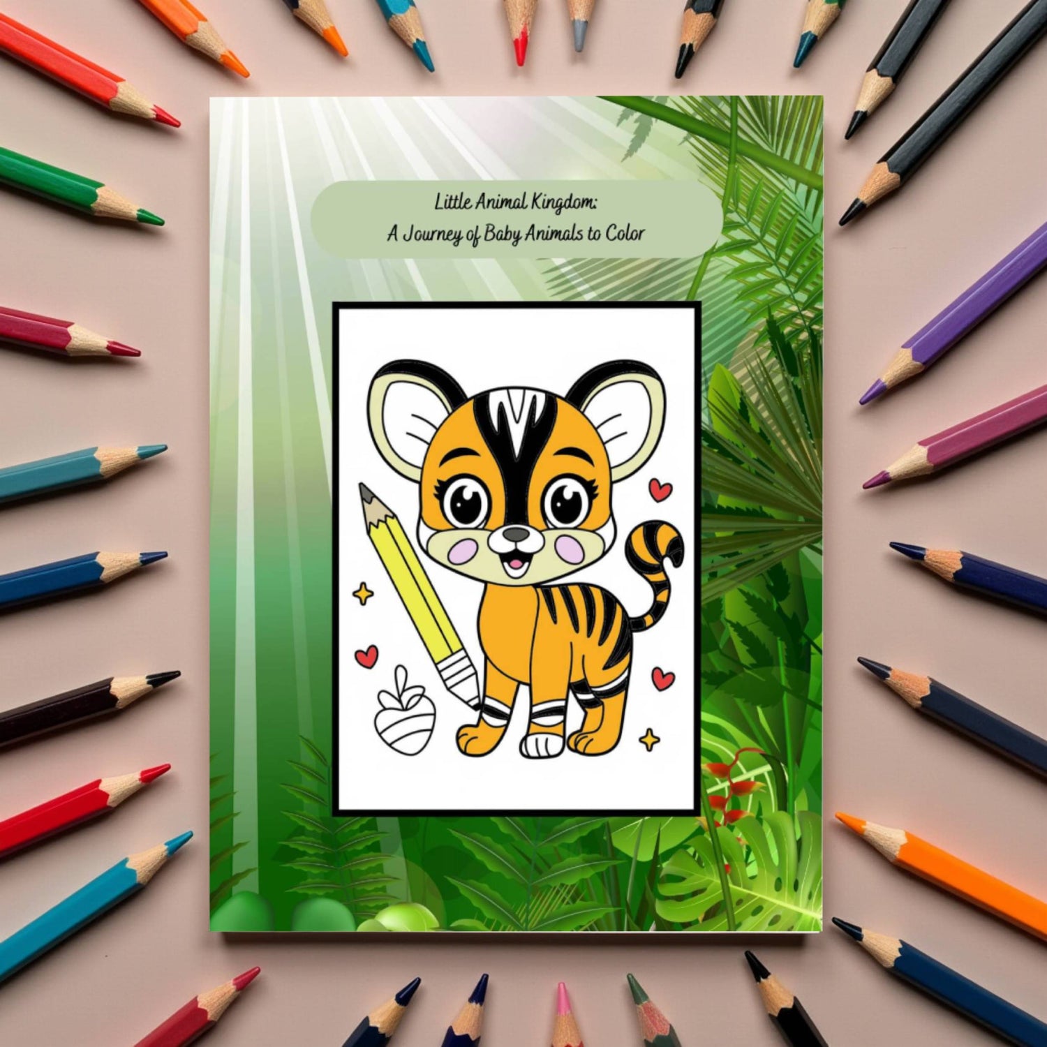 Baby animal kingdom coloring book with sweet and playful creatures