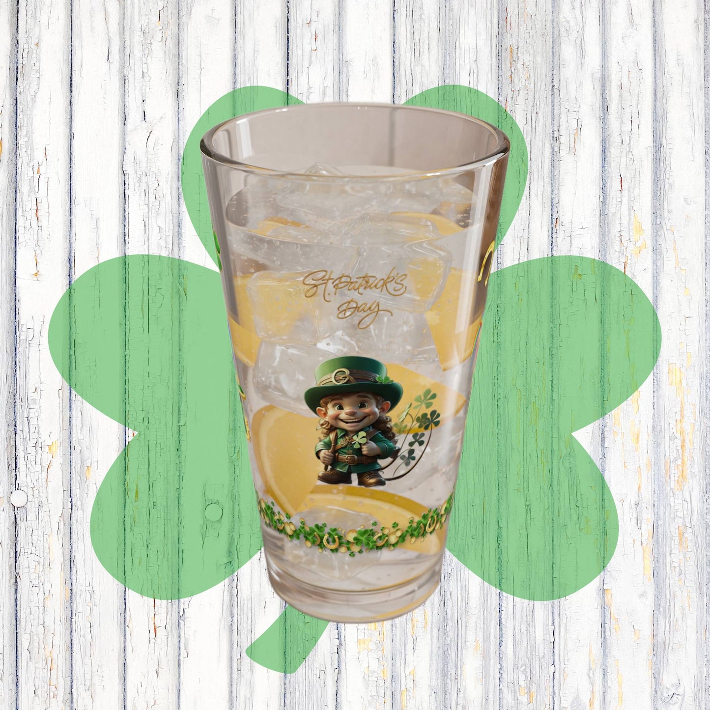 Little Luck Charm: Mindful St. Patrick's Day 16oz Pint Glasses - Festive Design for Positivity & Wellness