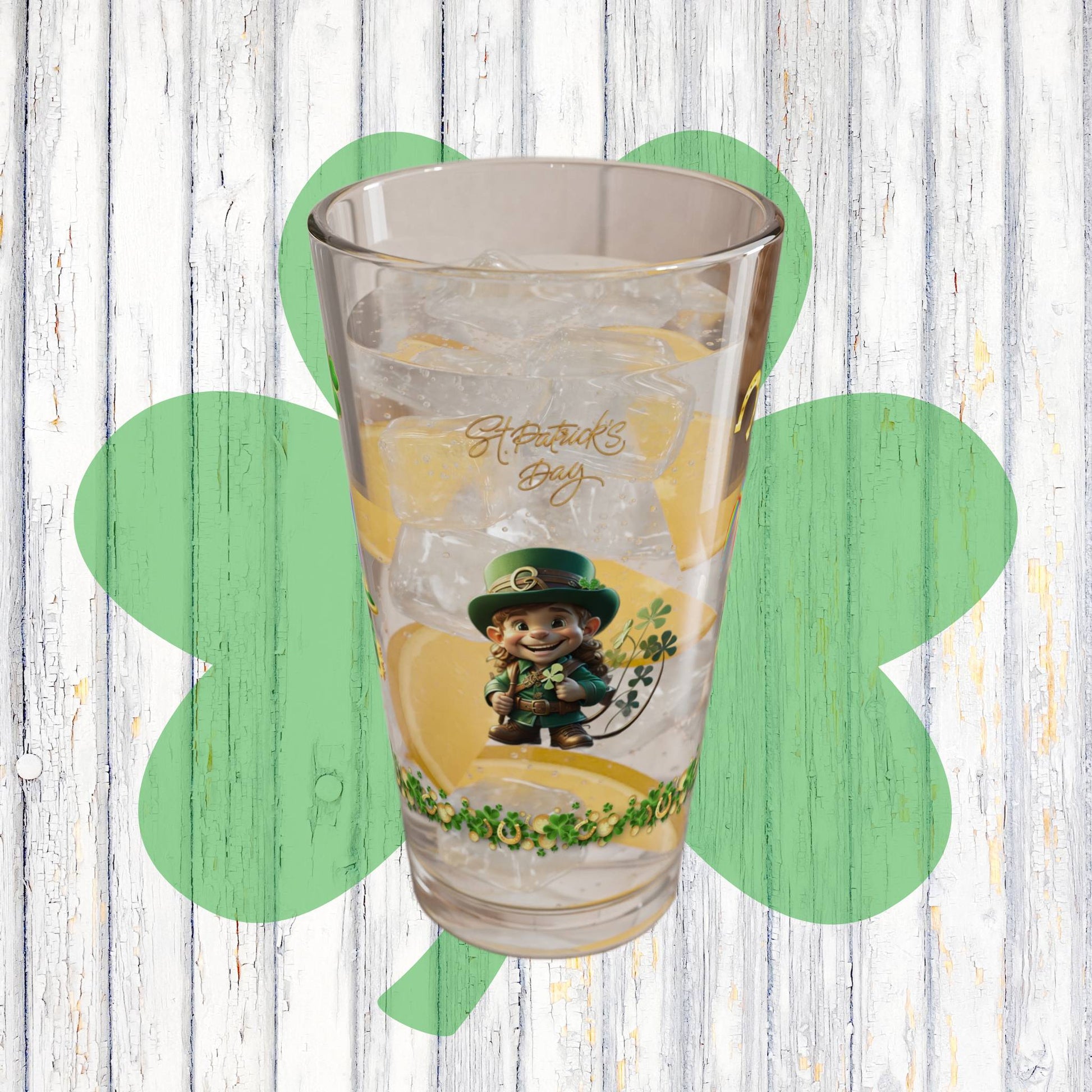 Little Luck Charm: Mindful St. Patrick's Day 16oz Pint Glasses - Festive Design for Positivity & Wellness