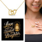 Love Makes Even The Darkest Days Brighter: Interlocking Hearts Necklace - Mental Health Gift, Self-Love, Anxiety, PTSD Support