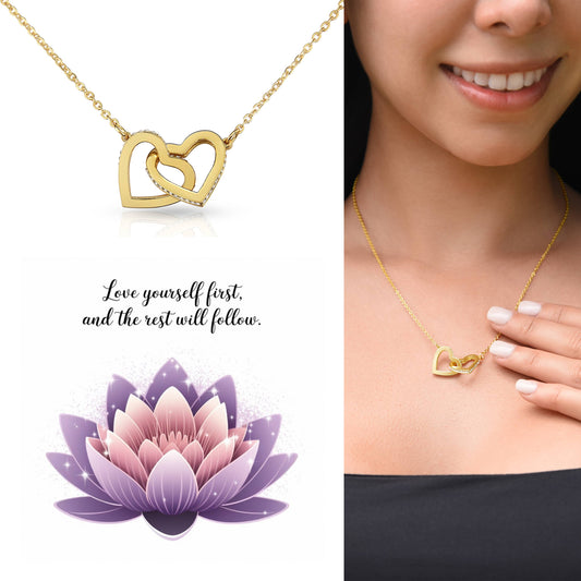 Love Yourself First, And The Rest Will Follow: Interlocking Hearts Necklace - Mental Health Gift, Self-Love, Anxiety, PTSD Support