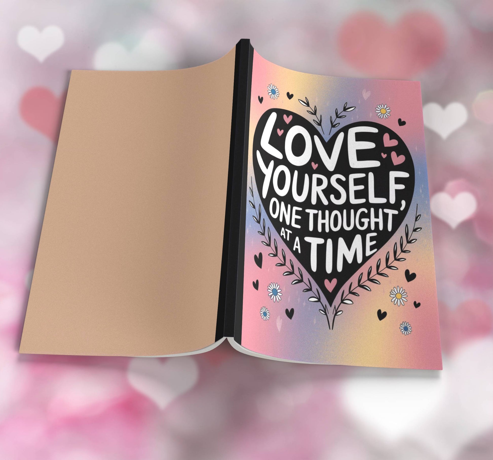 Love Yourself One Thought At A Time Composition Notebook - 100 Pages, Wide-Ruled, 6 Line Color Options for Journaling & Mental Well-Being