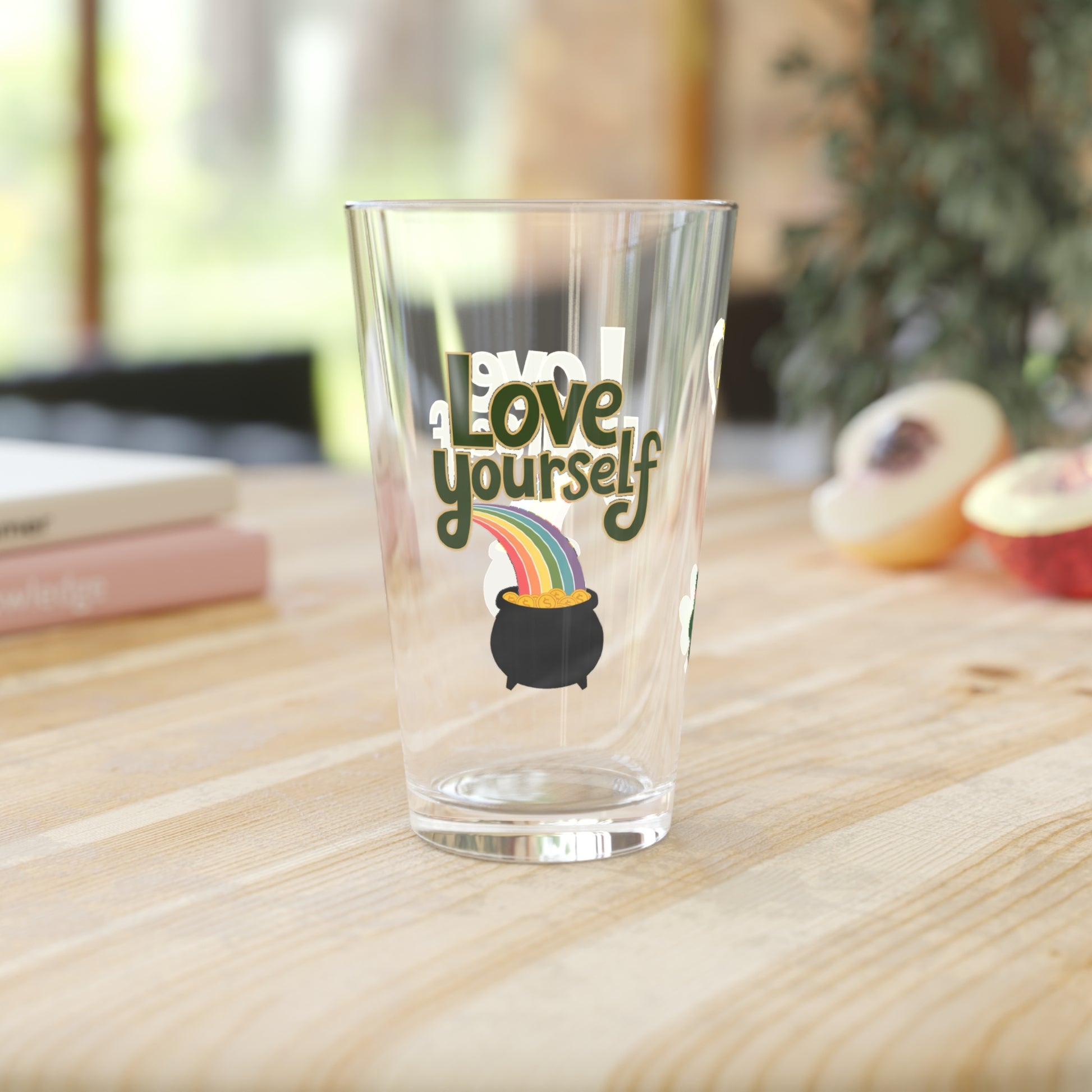 Love Yourself: Personalized St. Patrick's Day Pint Glass - Customizable Name for Happiness and Positivity