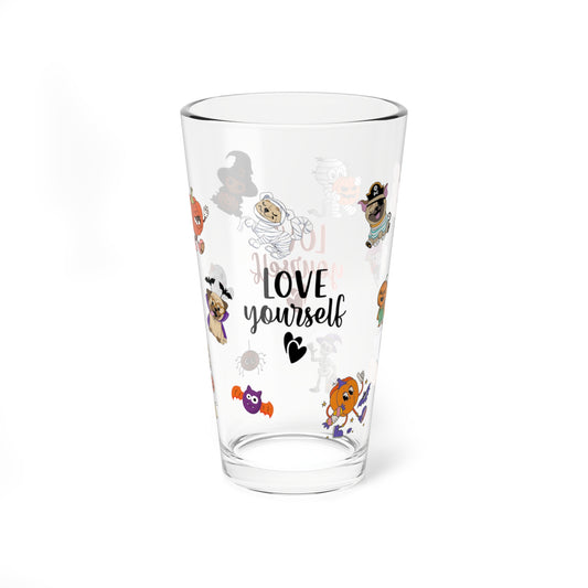 Love Yourself, Halloween Pint Glass, 16oz - Perfect for Positive Sips & Fall Fun